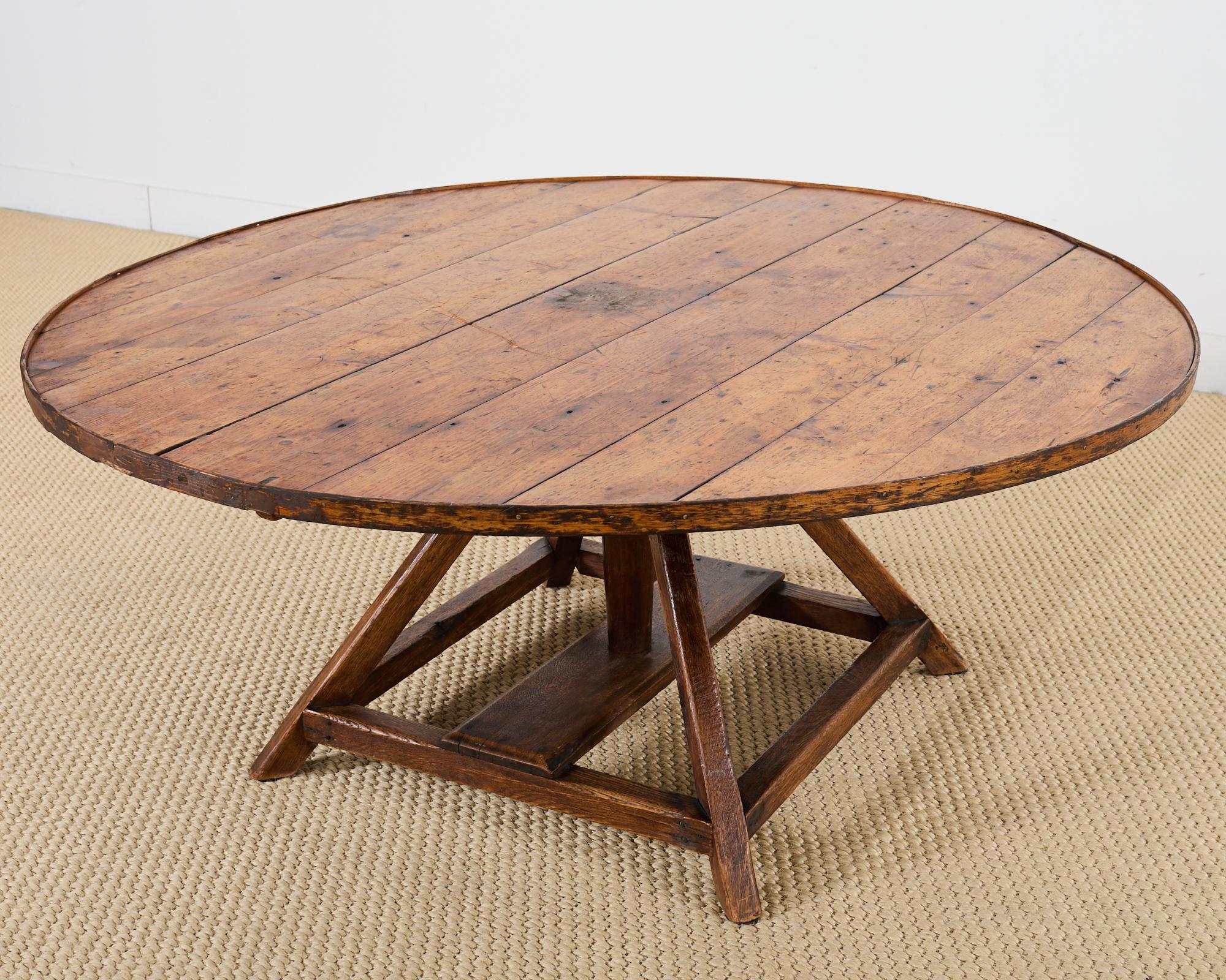 Weathered Country Italian Pine Round Farmhouse Dining Table 1