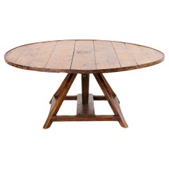 Weathered Country Italian Pine Round Farmhouse Dining Table