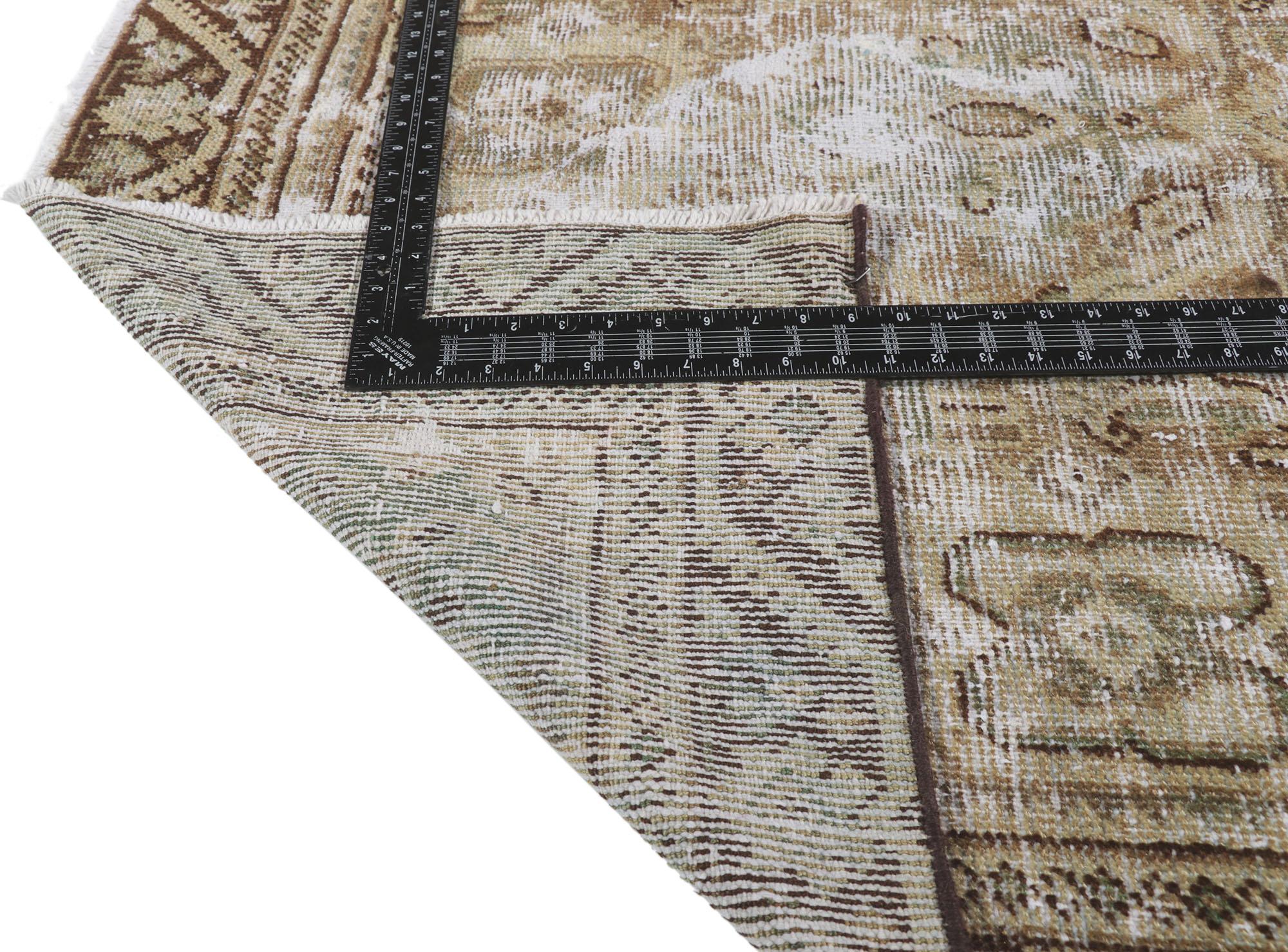 Weathered Distressed Antique Persian Mahal Rug In Distressed Condition In Dallas, TX