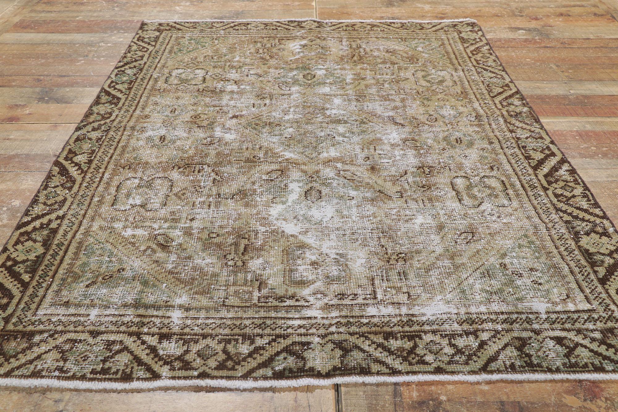 Wool Weathered Distressed Antique Persian Mahal Rug