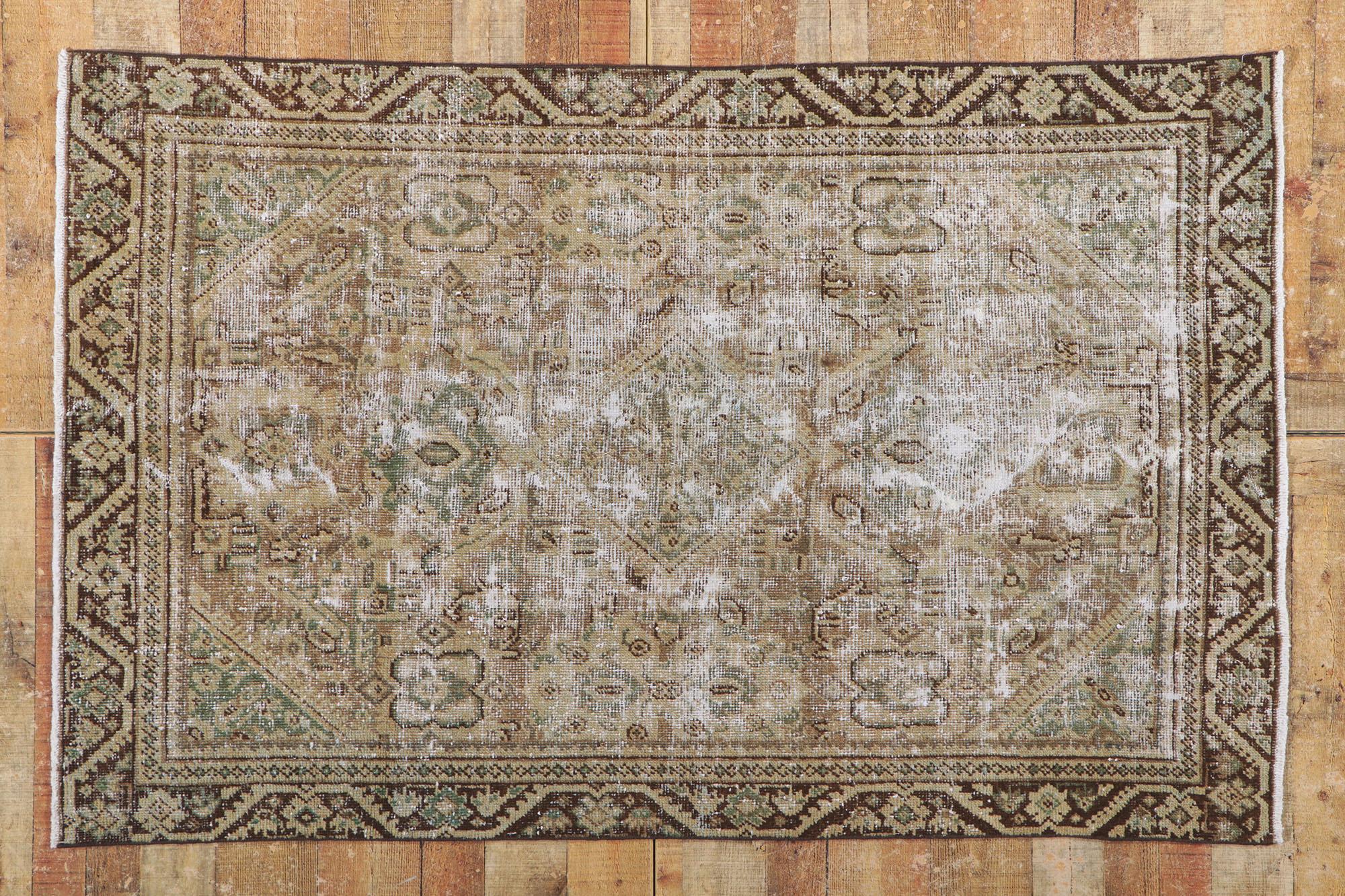 Weathered Distressed Antique Persian Mahal Rug 1