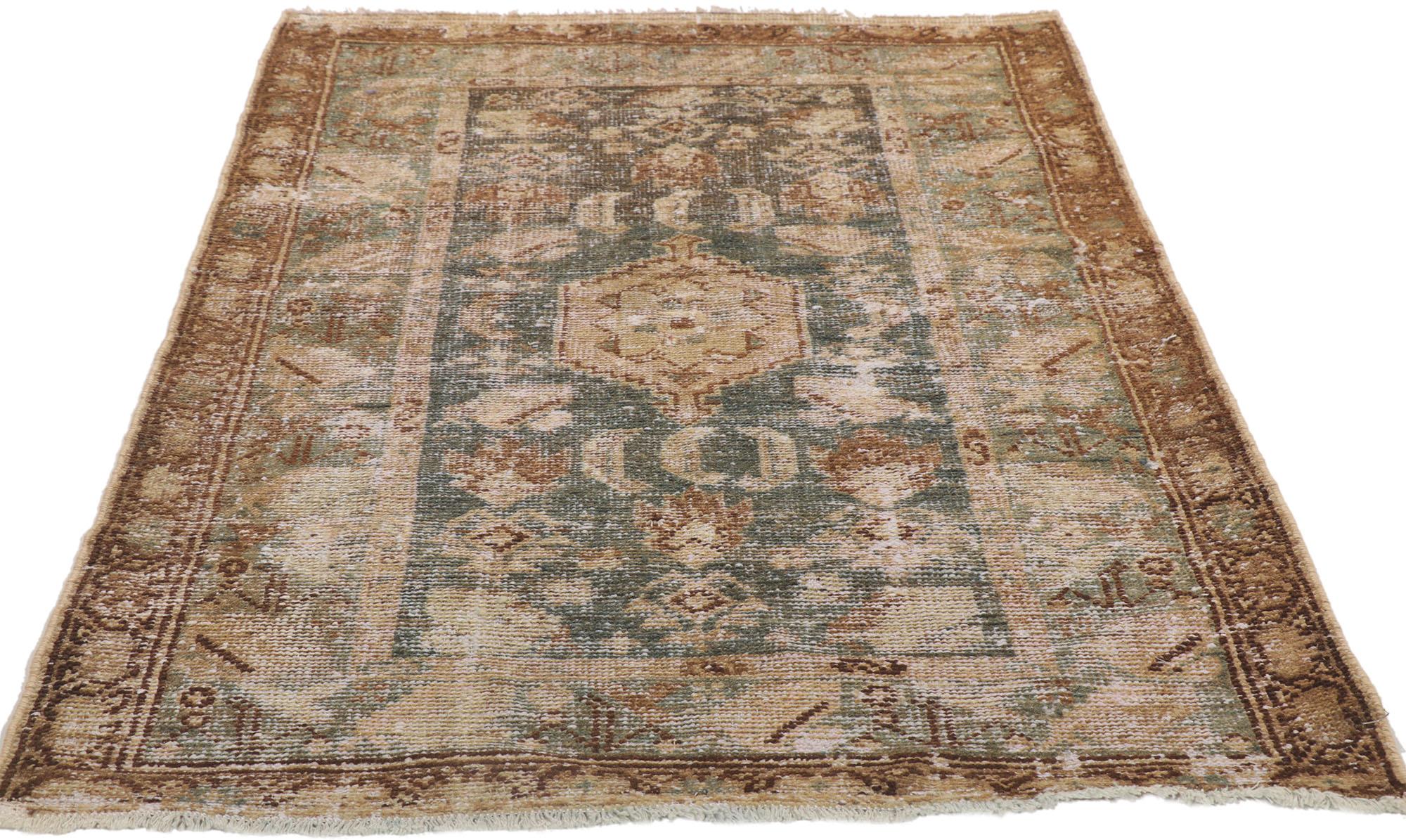 Hand-Knotted Weathered Distressed Antique Persian Malayer Rug For Sale