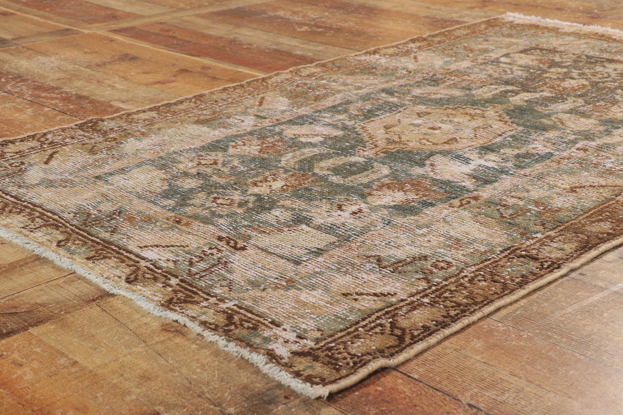 Wool Weathered Distressed Antique Persian Malayer Rug For Sale