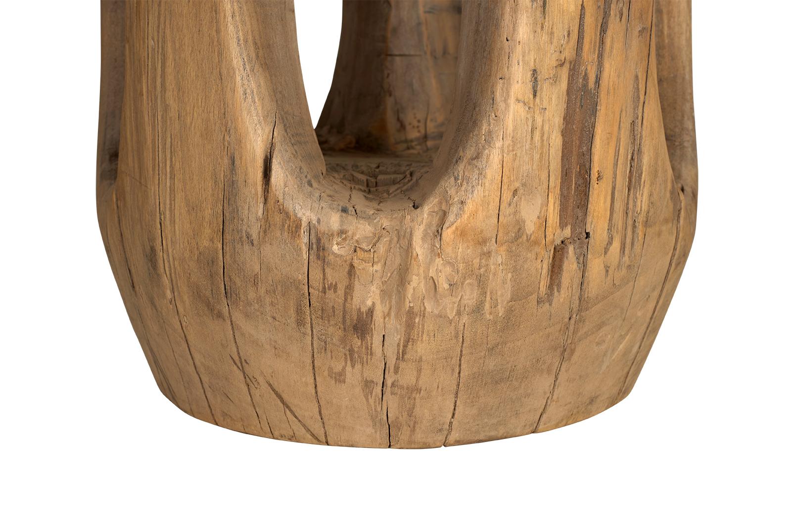 Weathered Elm Garden Stool In Good Condition For Sale In Dallas, TX
