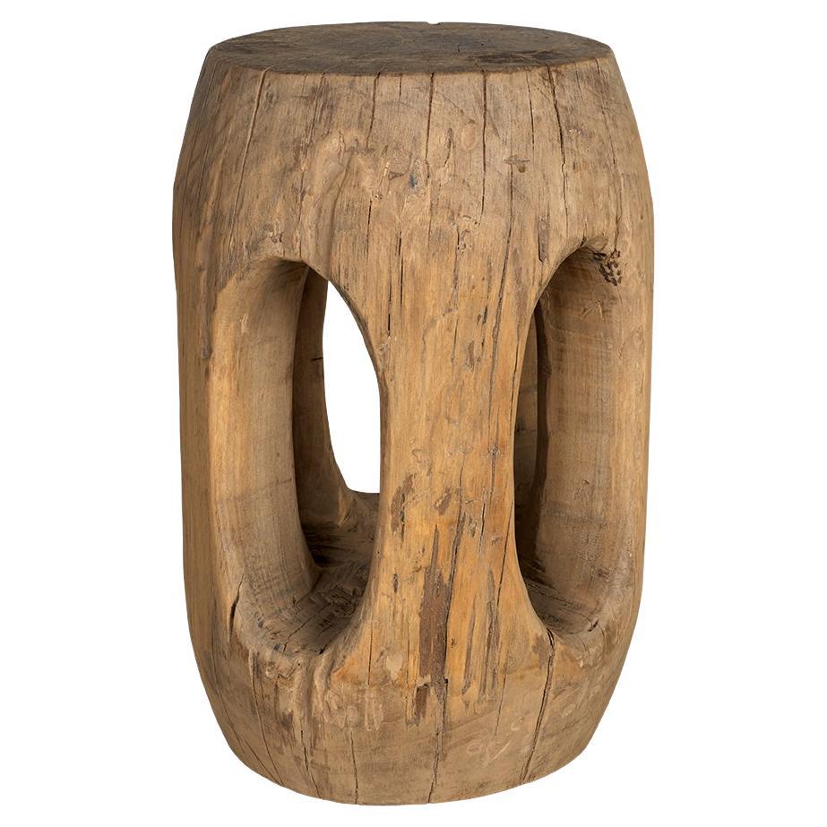 Weathered Elm Garden Stool For Sale