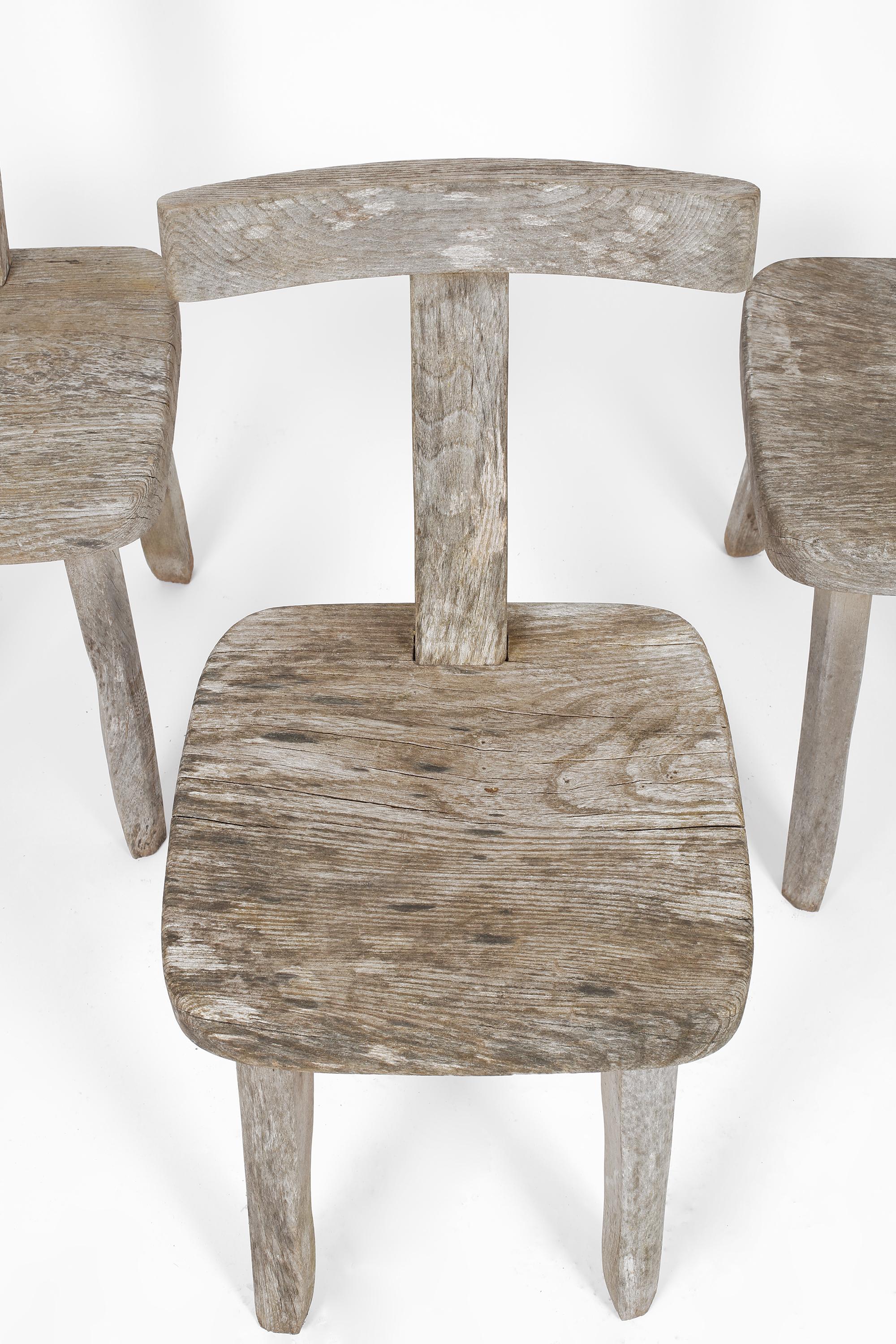 Mid-Century Modern Weathered Elm T Chair attributed to Olavi Hanninen