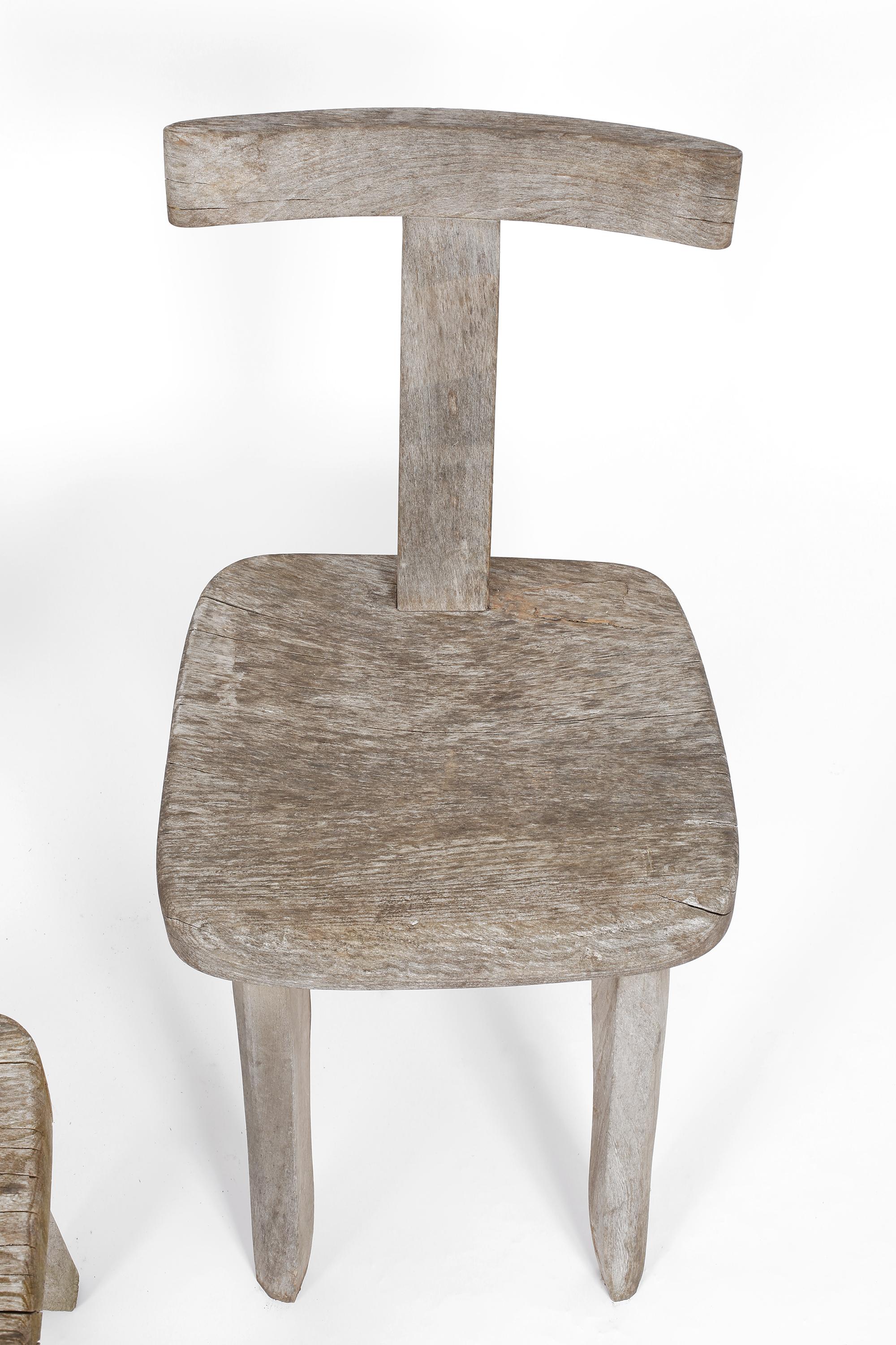 Finnish Weathered Elm T Chair attributed to Olavi Hanninen
