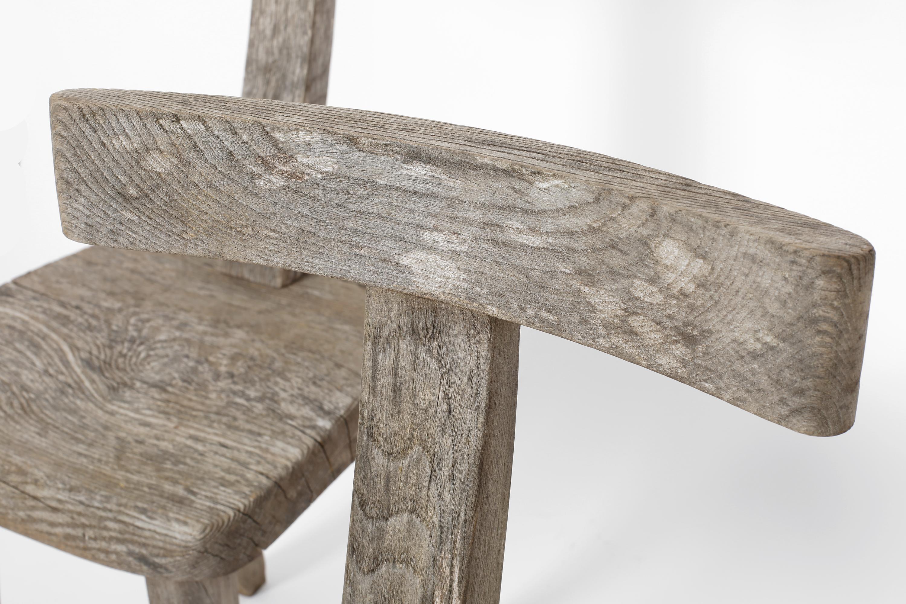 20th Century Weathered Elm T Chair attributed to Olavi Hanninen