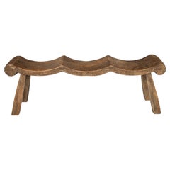 Weathered Elm Three Seat Scalloped Bench