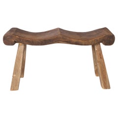 Weathered Elm Two Seat Scalloped Bench
