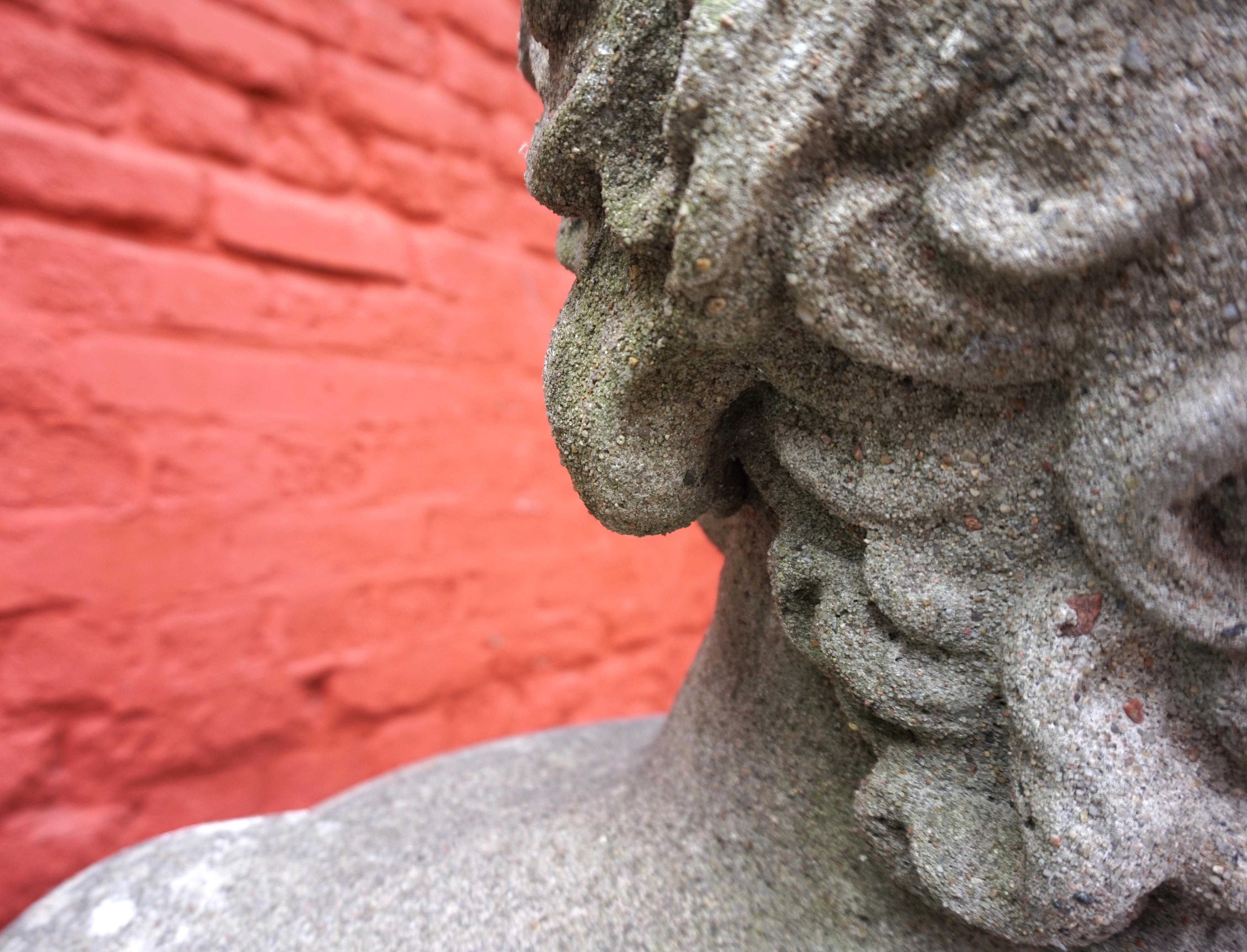 Weathered garden sculpture David concrete bust For Sale 4