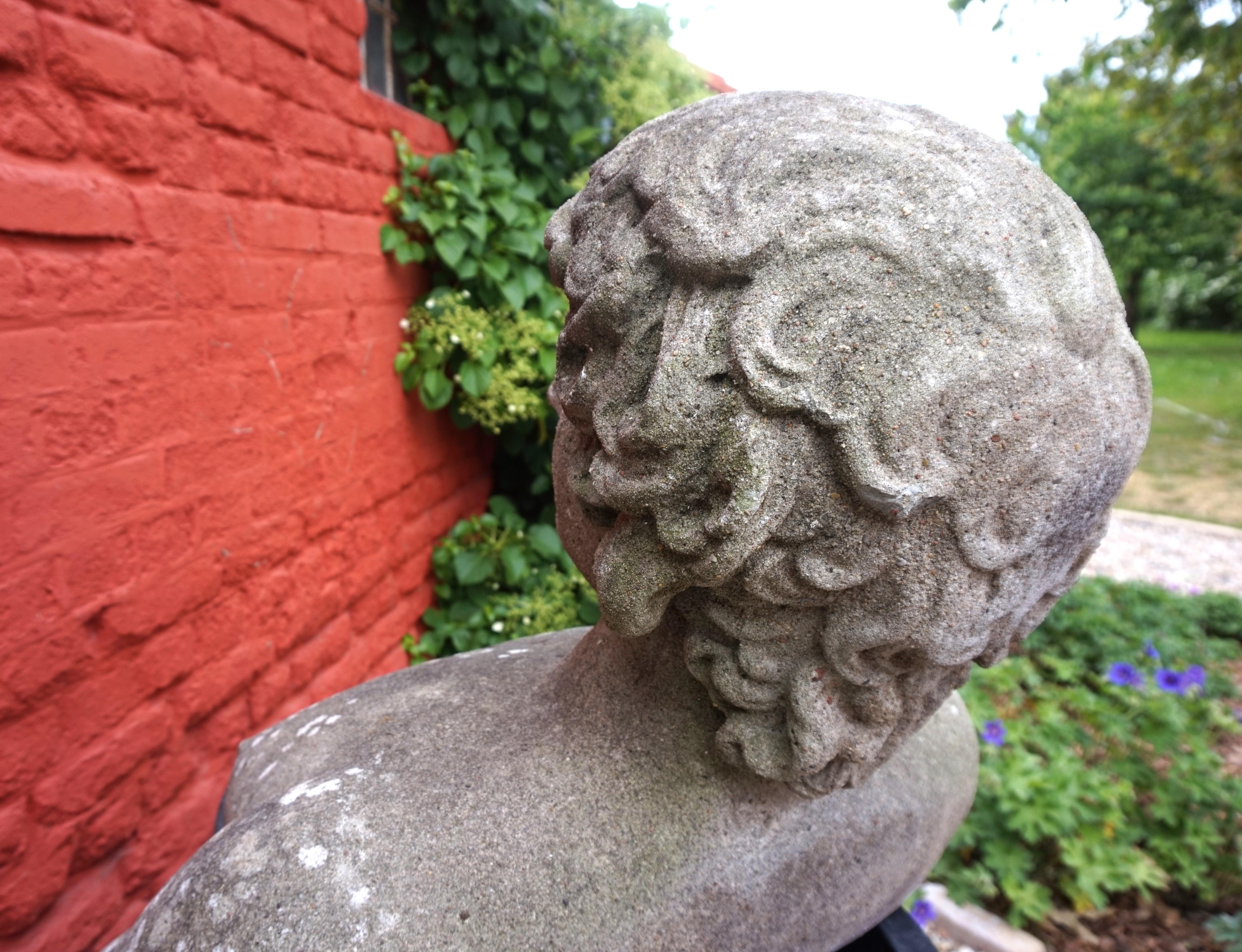Weathered garden sculpture David concrete bust For Sale 5