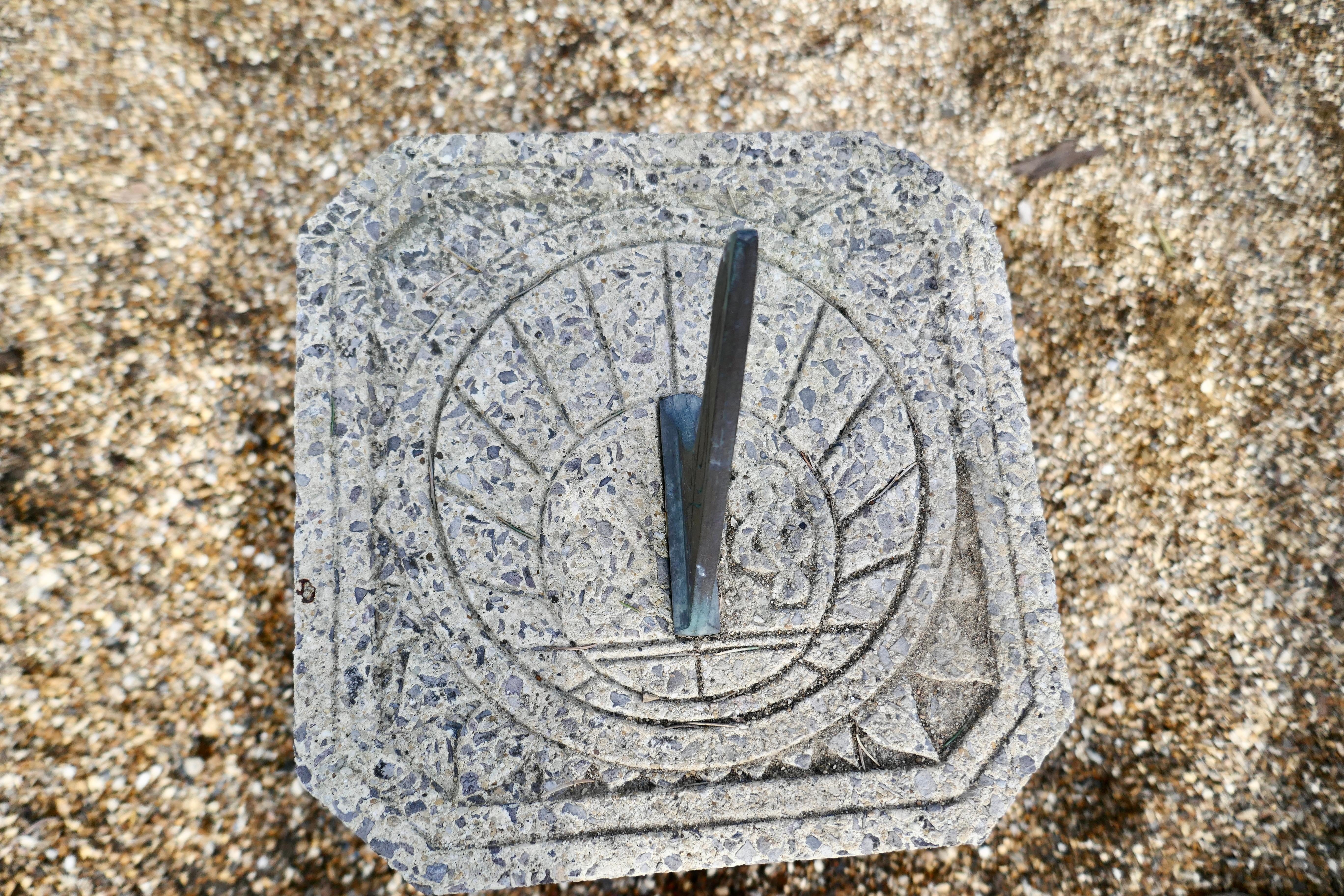 Concrete Weathered Garden Sundial For Sale