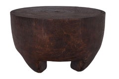 Weathered Lychee Kettle Drum Wood End Table