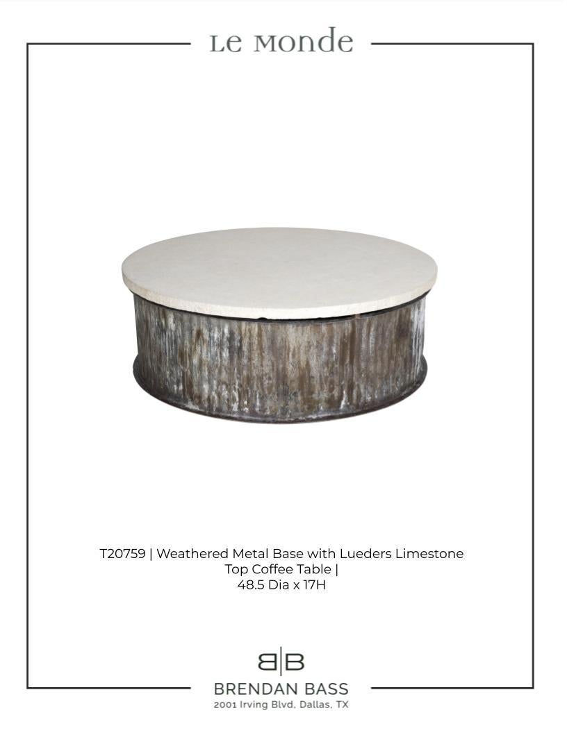 Weathered Metal Base w/ Lueders Limestone Top Table 1