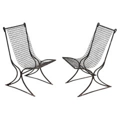 Weathered Mid-Century Wrought Iron Chairs (Set of 2)