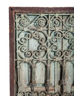 Weathered Moroccan Wood & Iron Antique Window with Shutters
