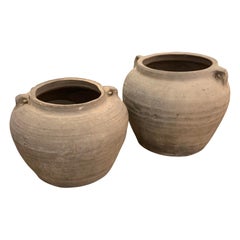 Weathered Natural Taupe Color Terracotta Pot, China, 1940s