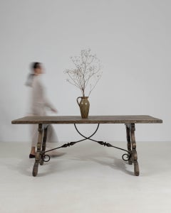Weathered Oak Dining Table in French Baroque Style, 20th Century