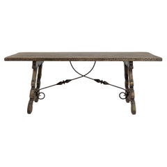 Weathered Oak Dining Table in French Baroque Style, 20th Century