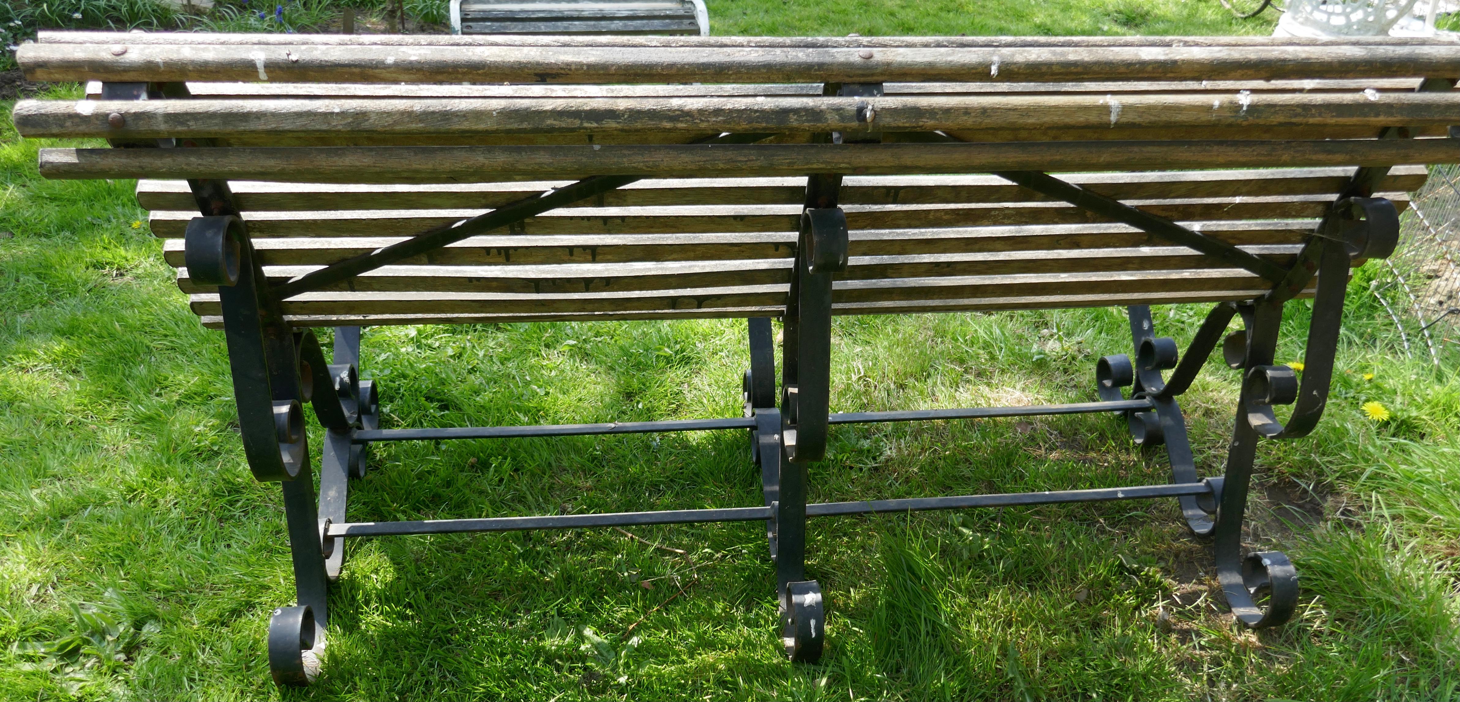 19th Century Weathered Oak Scroll Steamer Bench, Lichen Covered Made by Atlas