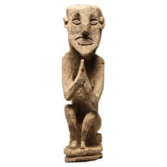 Weathered Old Tribal Squatting Spring Figure, Nepal, Early 20th Century praying
