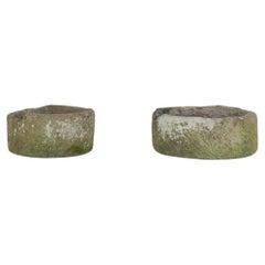 Used Weathered Pair of 19th Century English Carved Sandstone Garden Planters