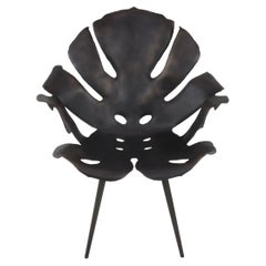 Weathered Philodendron Leaf Dining Chair in Solid Bronze by Christopher Kreiling