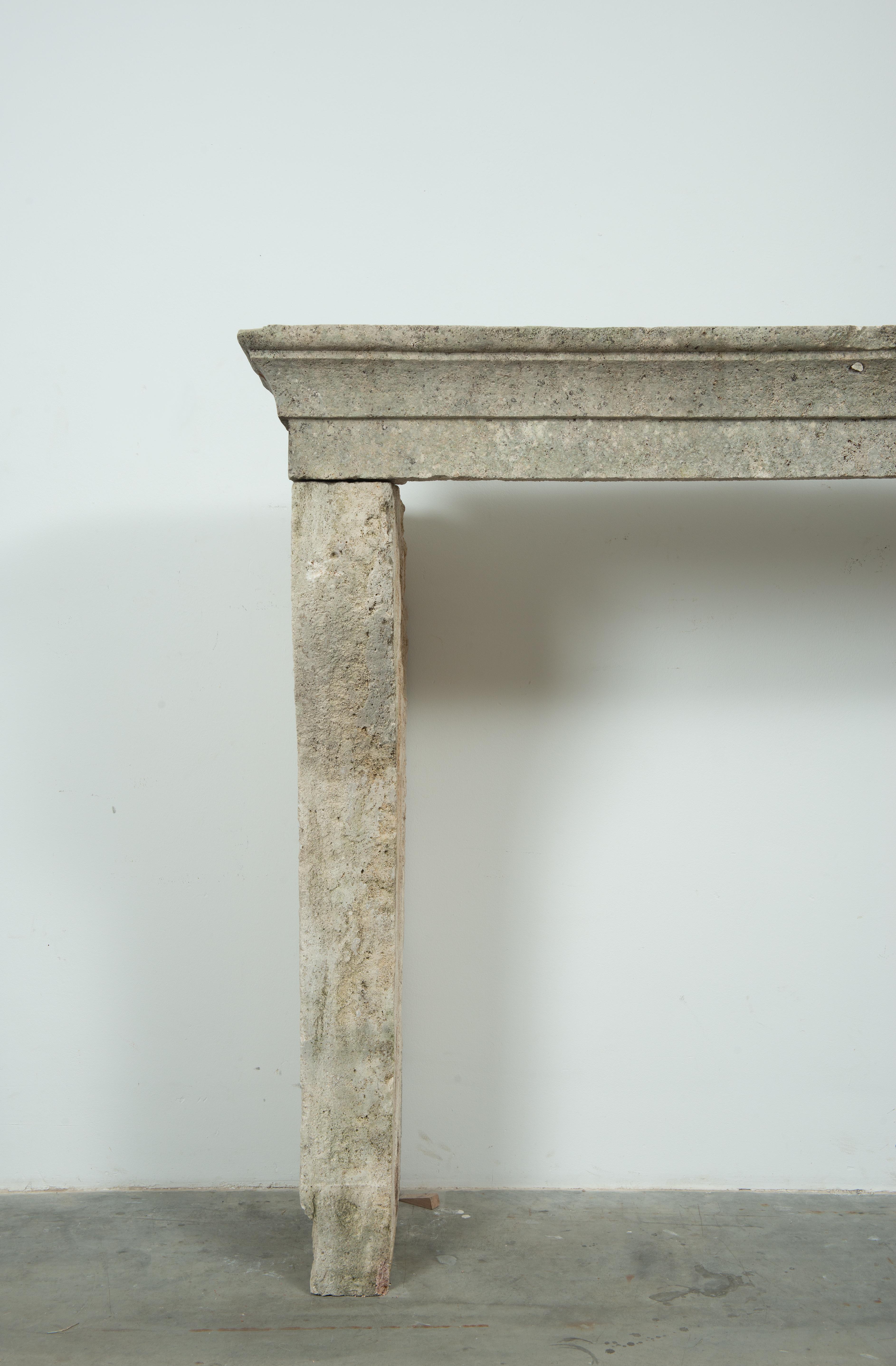 Weathered Rustic French Limestone Mantel For Sale 6