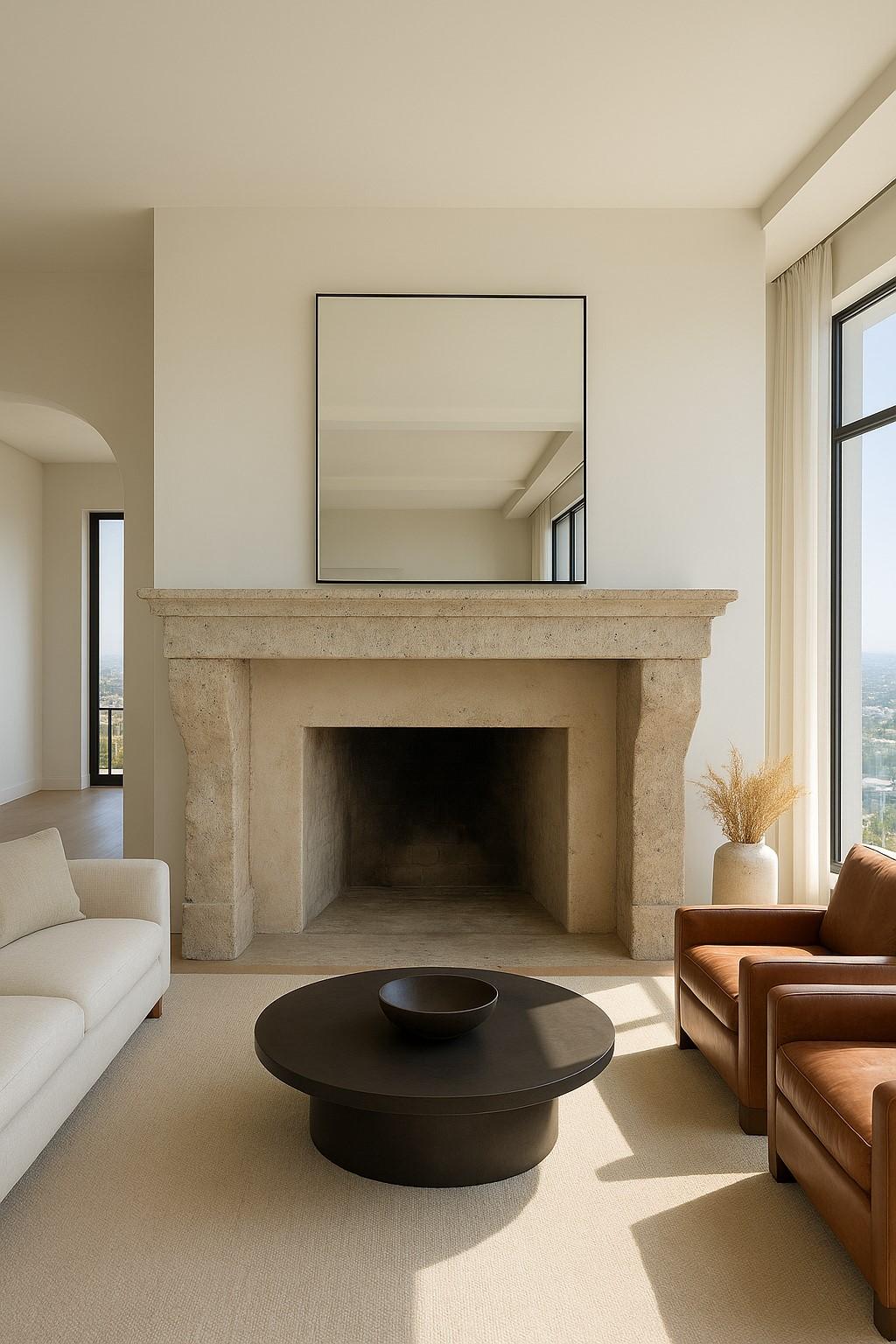 Weathered Rustic French Limestone Mantel In Distressed Condition For Sale In Haarlem, Noord-Holland