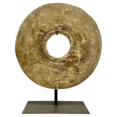 Weathered Stone Architectural Disc Sculpture, Indonesia, 1920s