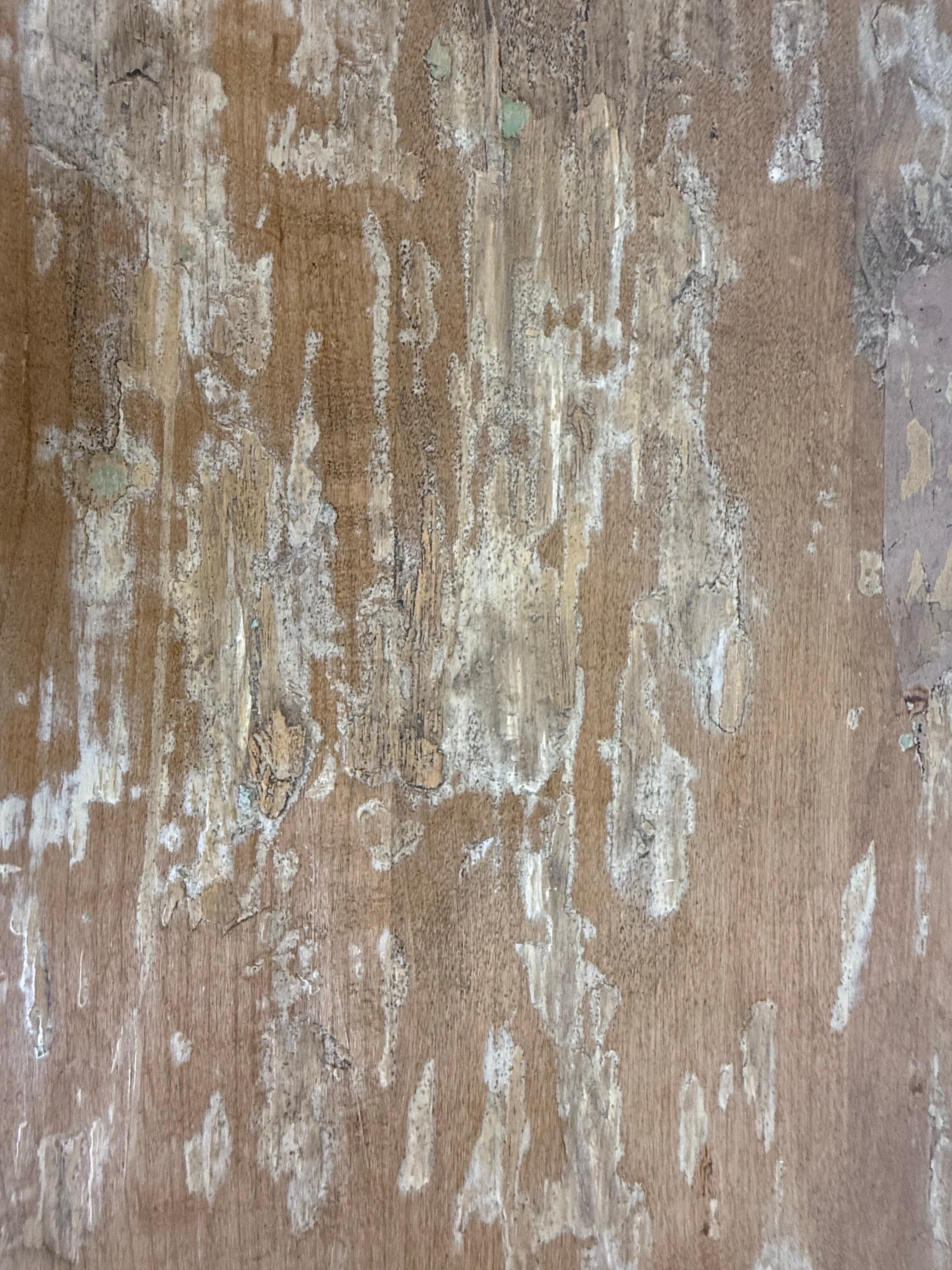 Weathered Swedish-Style Pine Console Table with Lyre-Shaped Supports For Sale 3