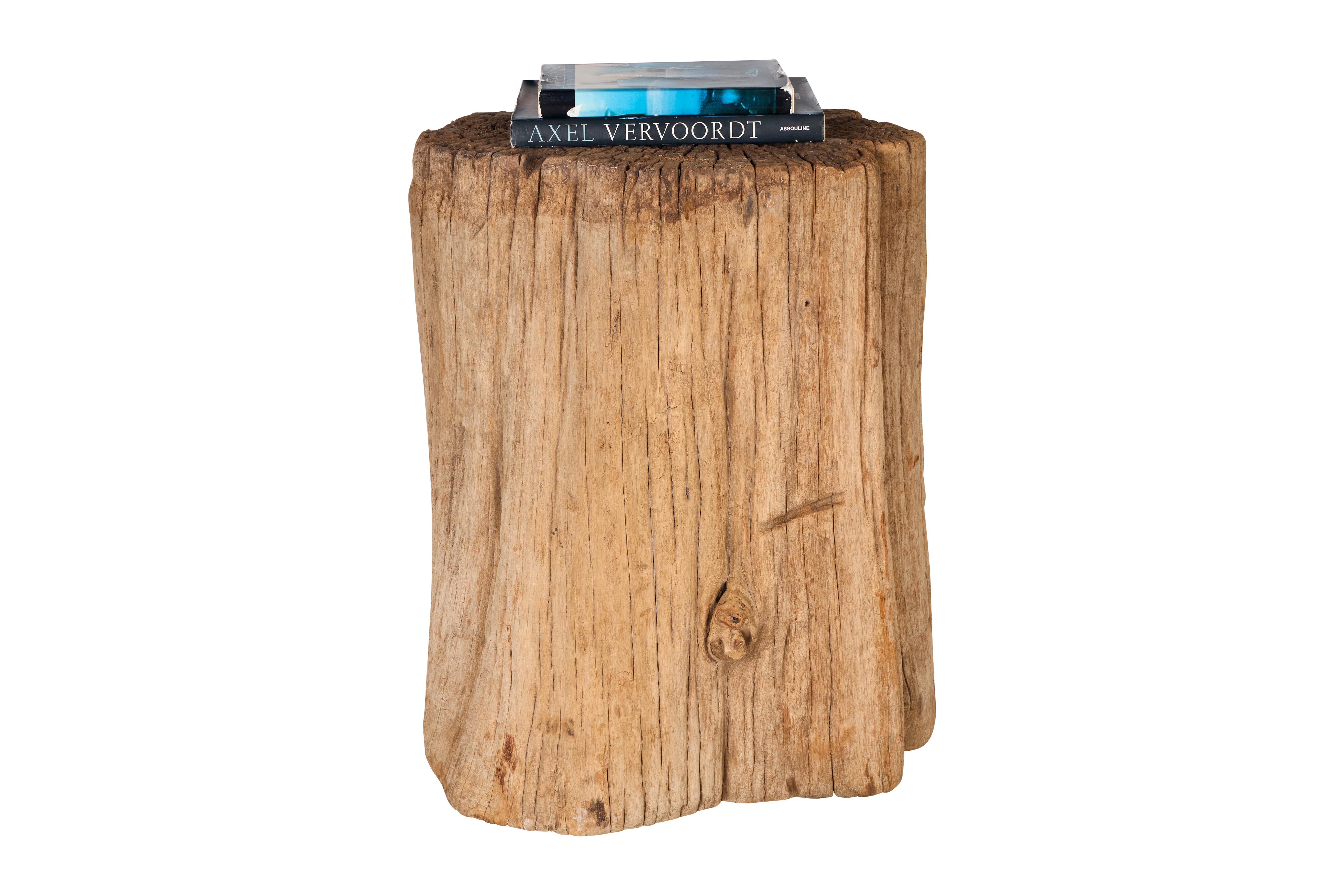 Organic Modern Weathered Teak Display Plinth or Table Base For Sale