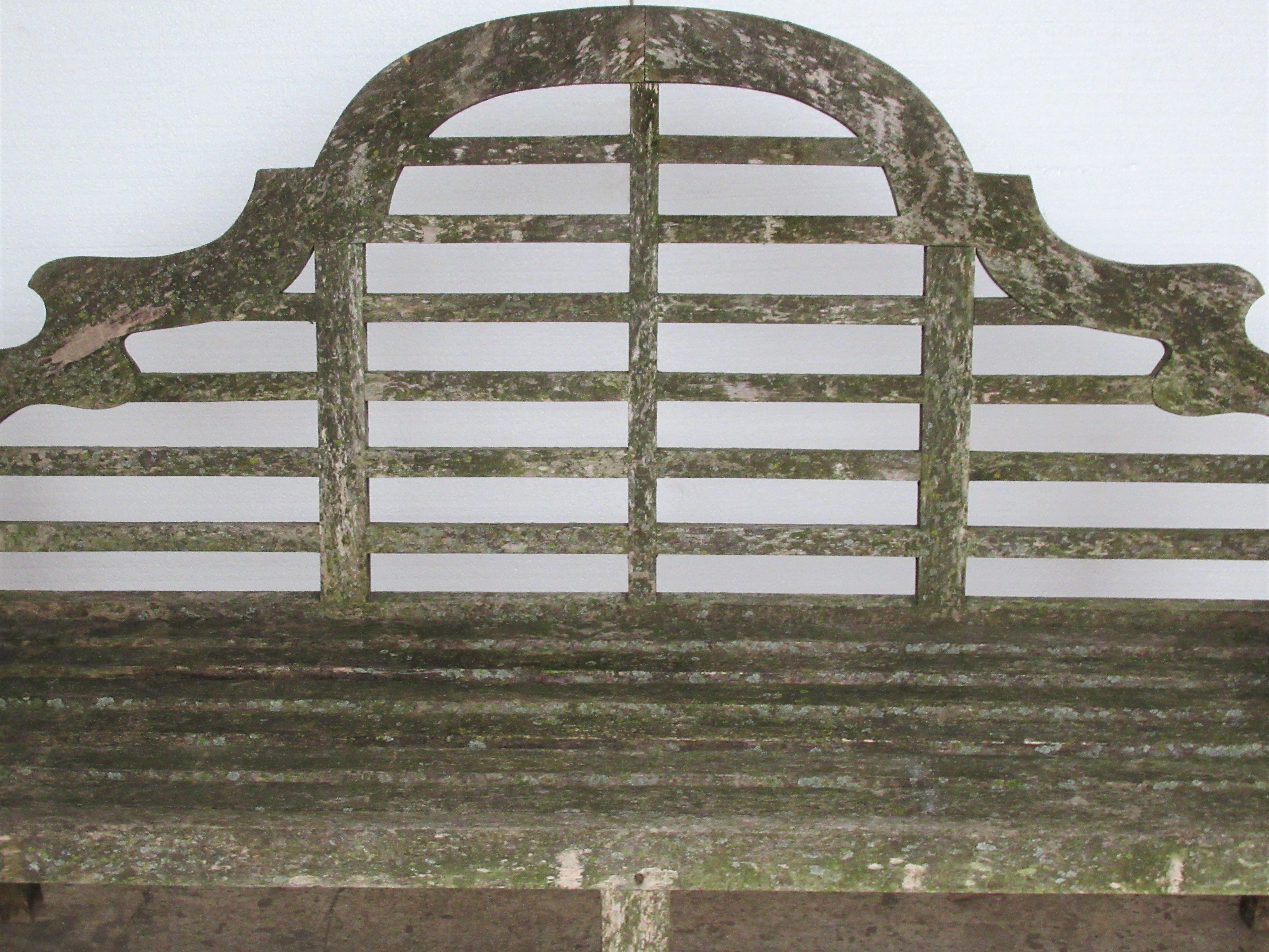 Weathered Teak Lutyens Style Garden Bench Encrusted with Algae Lichen 12