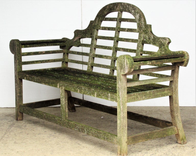 Weathered Teak Lutyens Style Garden Bench Encrusted with 