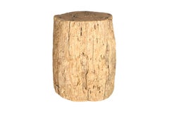 Weathered Teak Wood End Table with Staple Cleat Accents