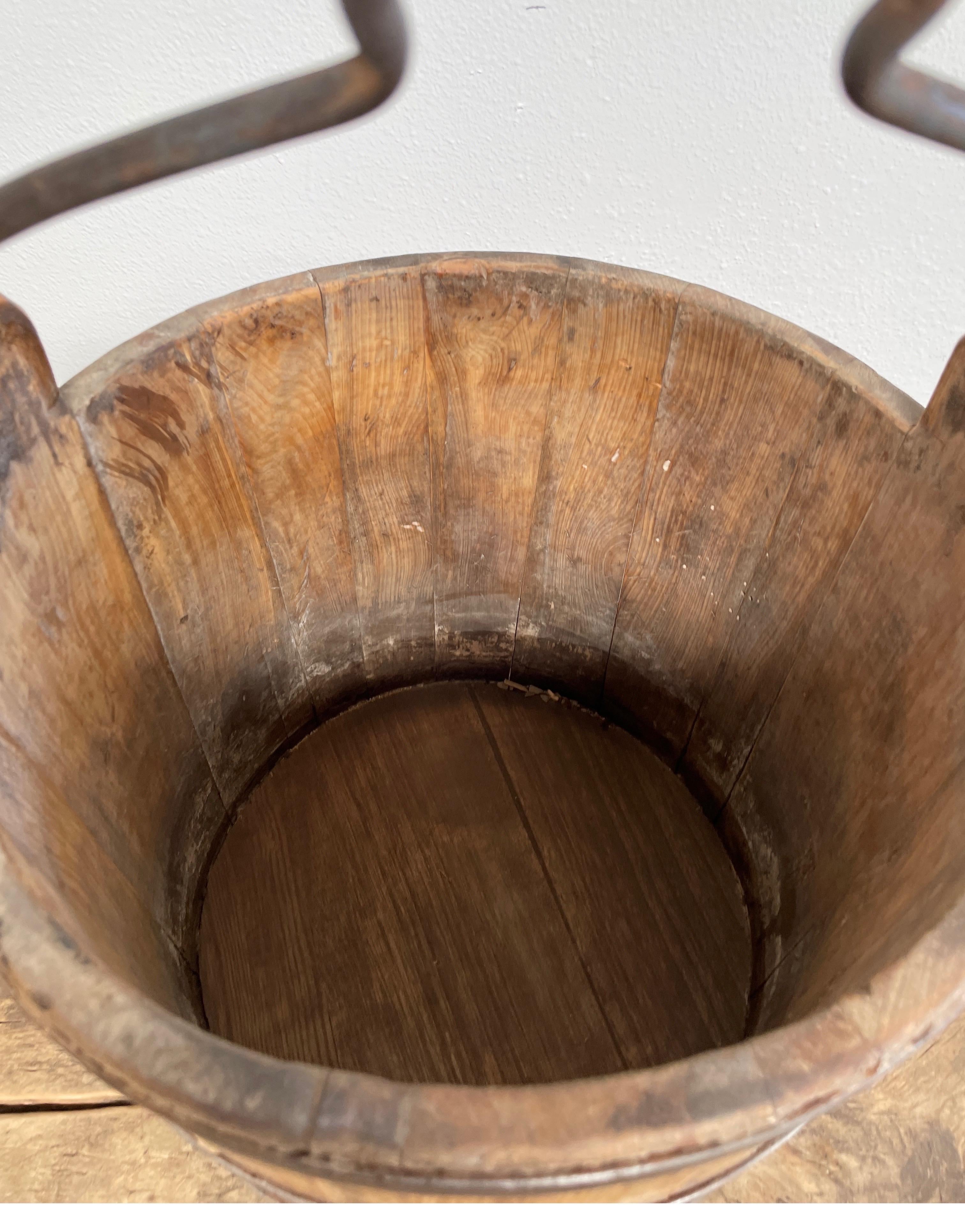Weathered Vintage Rice Bucket In Good Condition In Brea, CA
