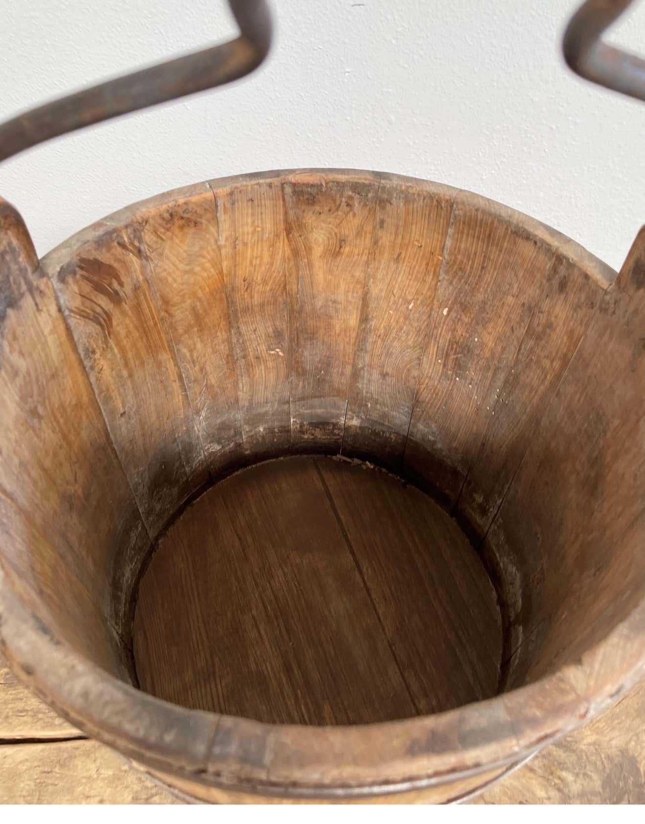 19th Century Weathered Vintage Rice Bucket