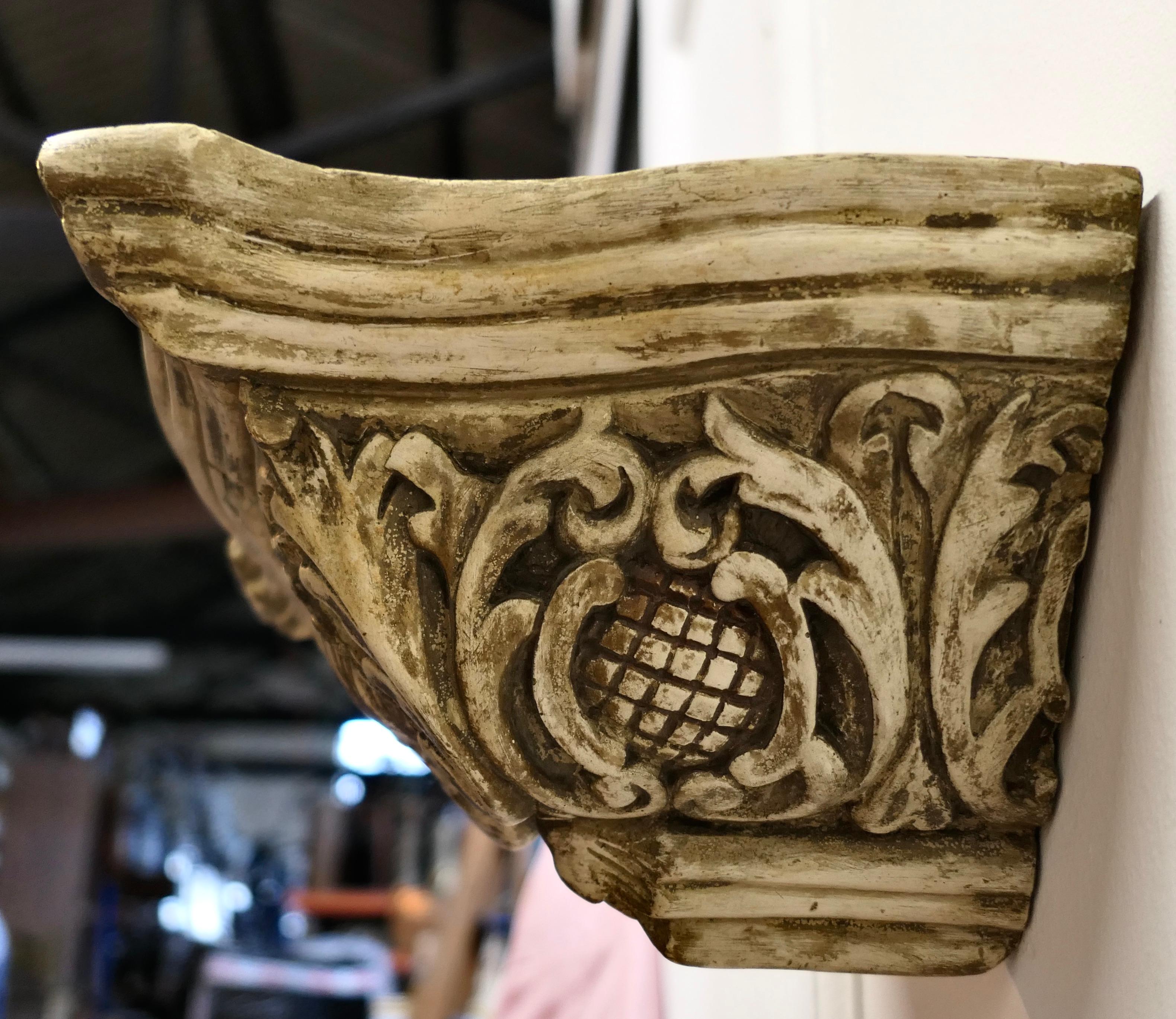 Weathered Wall Bracket, carved with Shell Decoration  This is a well weathered p In Good Condition For Sale In Chillerton, Isle of Wight