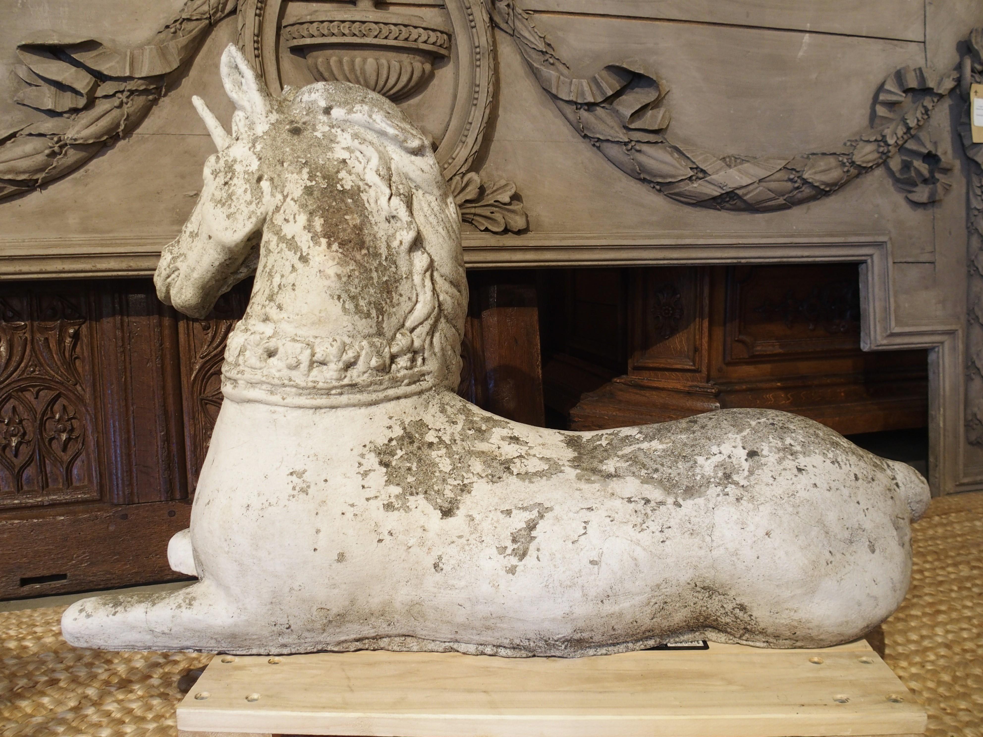 Weathered White Painted Belgian Cement Unicorn, Circa 1960 For Sale 6