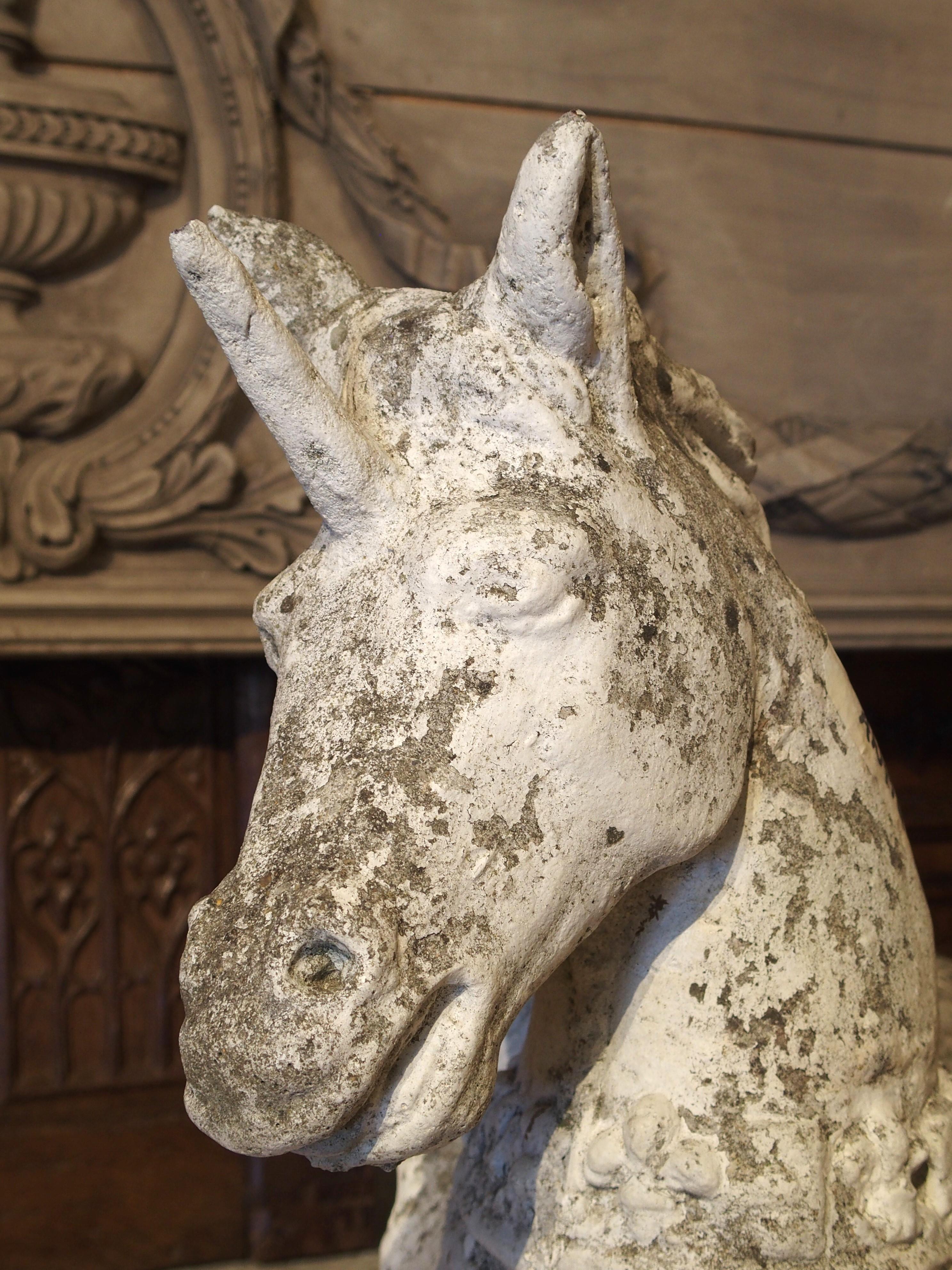 Weathered White Painted Belgian Cement Unicorn, Circa 1960 For Sale 1