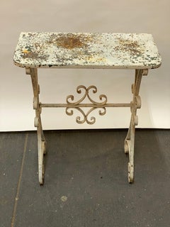 Weathered Wrought Iron Scroll and Star Motif Console Table