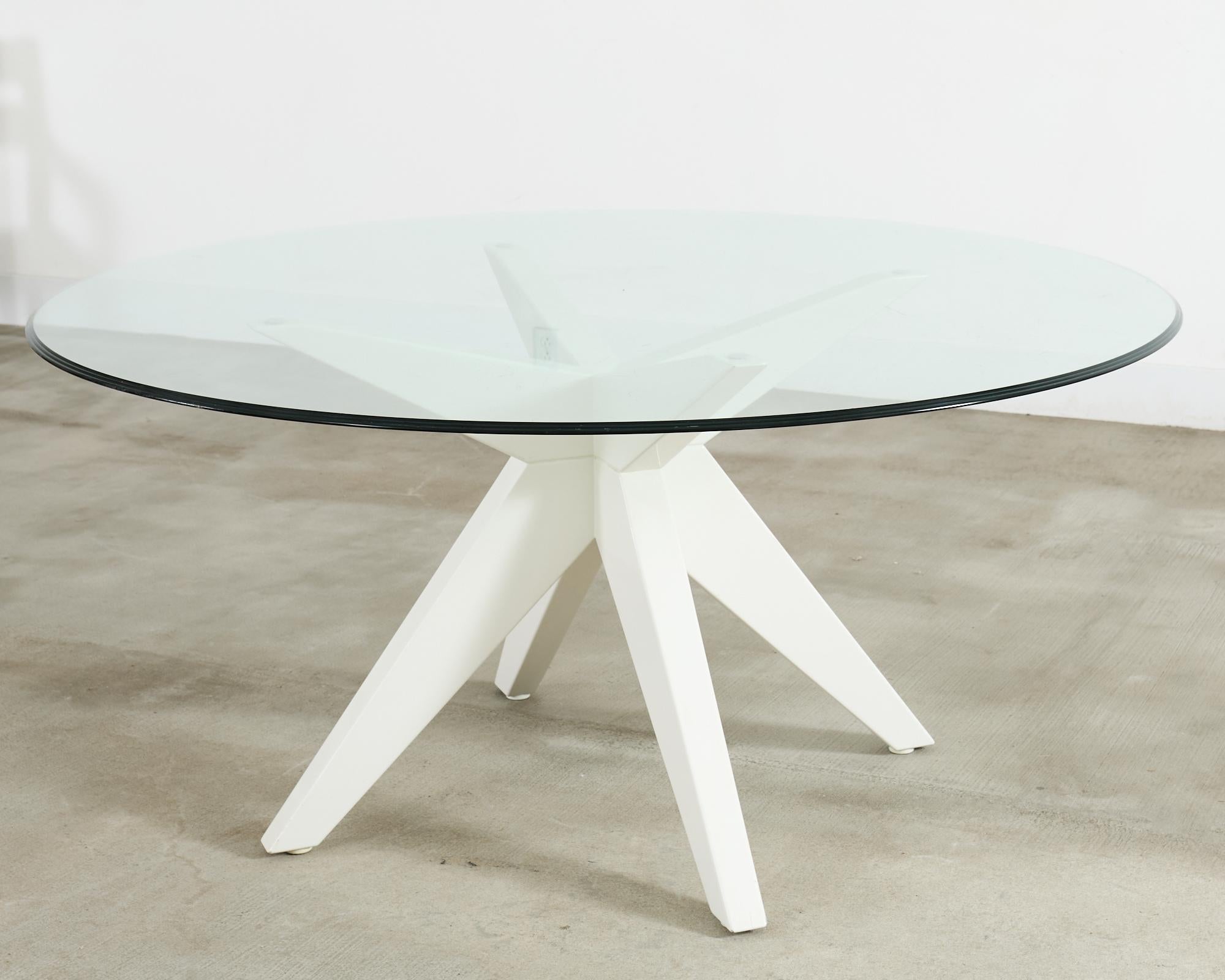 Beveled Weatherend Estate Furniture Lacquered Adams Garden Dining Table For Sale