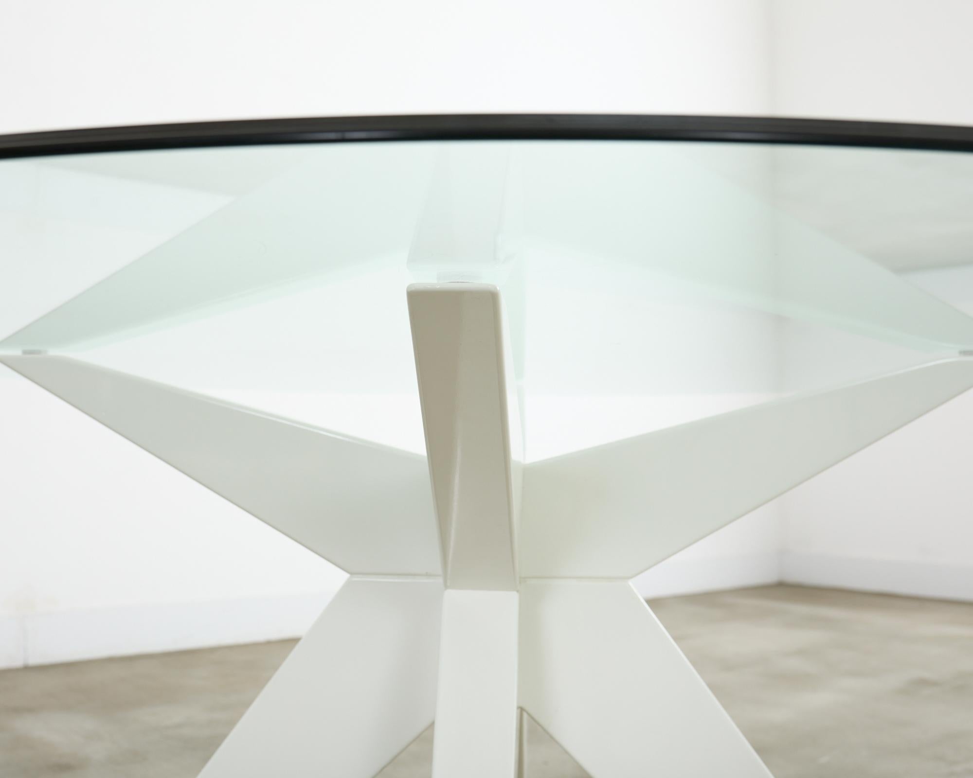 Glass Weatherend Estate Furniture Lacquered Adams Garden Dining Table For Sale