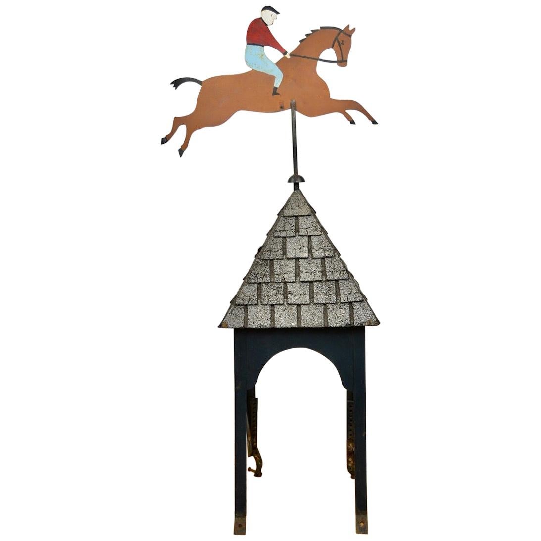 Weathervane Horse with Jockey on Pointed Roof, Mid-20th Century, Europe