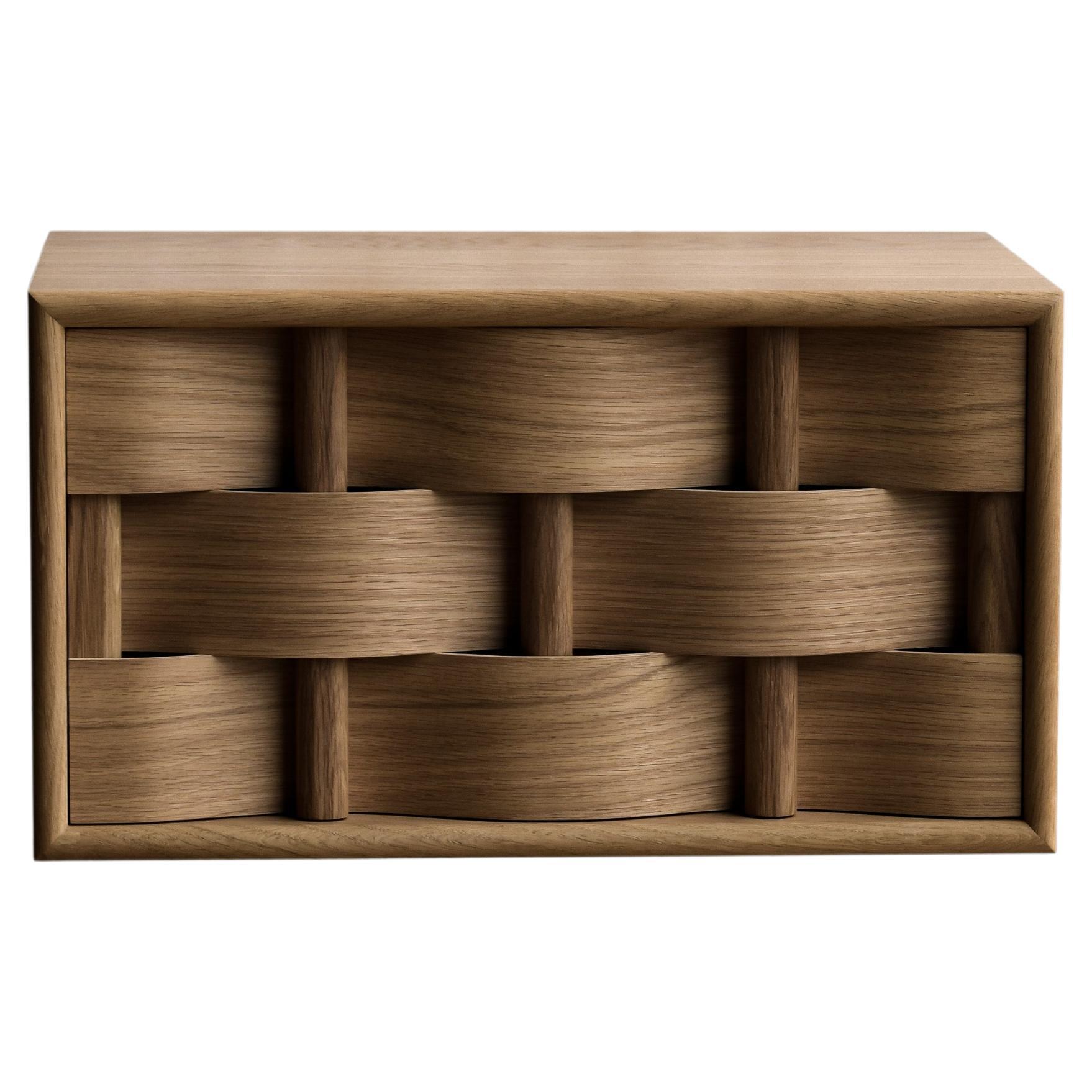 Weave Bedside / Night stand 45 from Ringvide, Oak Wood Smoked, Scandinavian For Sale