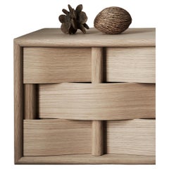 Table de chevet/table de nuit tissée 45 de Ringvide, bois de chêne naturel, scandinave