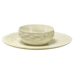 Weave Bowl in White Marble Handcrafted in India by Stephanie Odegard