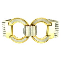 Vintage Weave Link Circle Buckle Bracelet in 18 Karat Gold 