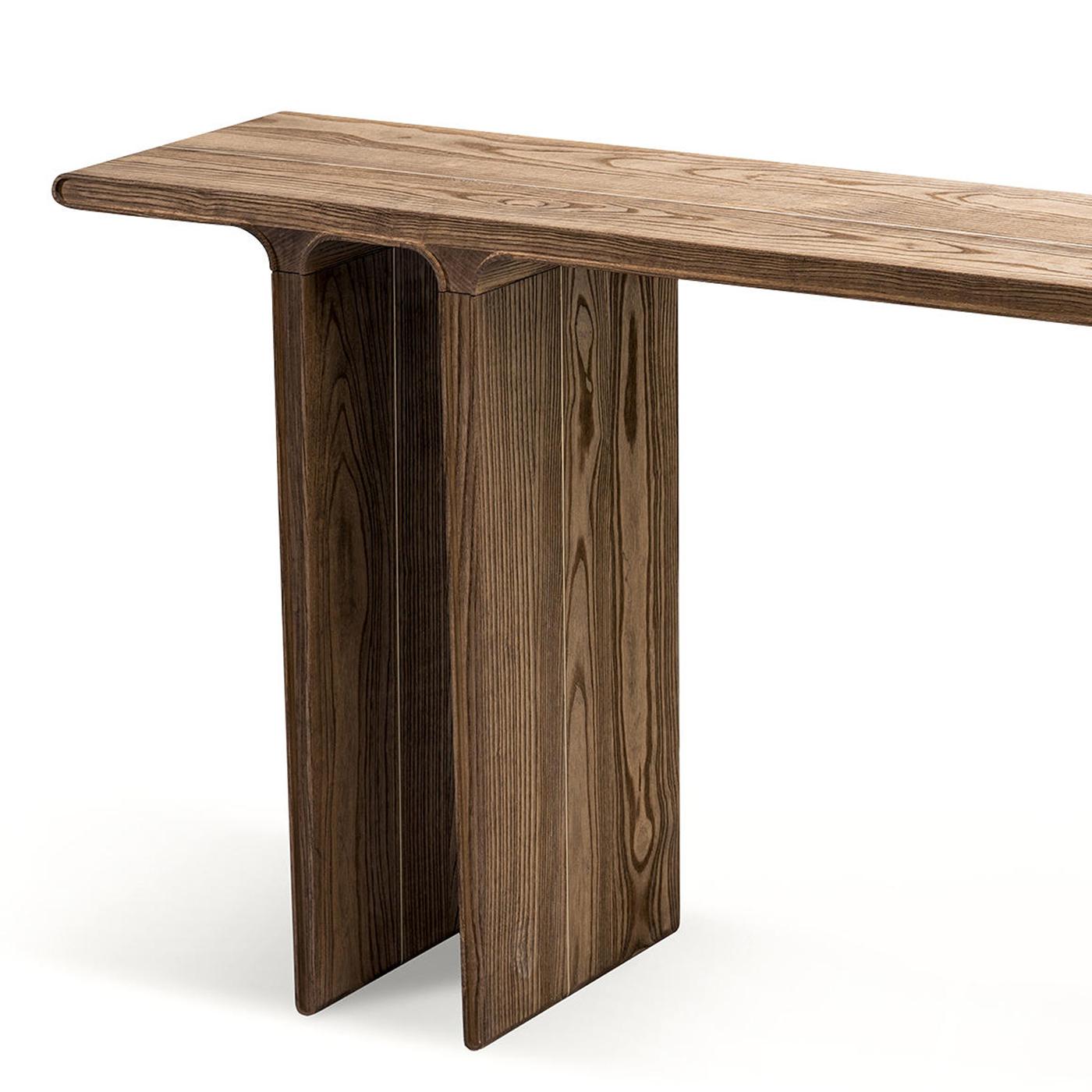 Console table weaver ash with all console 
structure in solid ash in walnut stained finish.